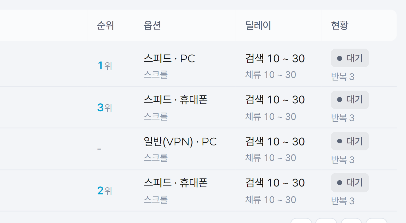 3단계 — 작업 순위·옵션·현황